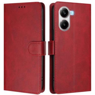 Imagem de Asdsinfor Capa carteira para Xiaomi Poco X7 Pro 5G, [bloqueio RFID] 3 porta-cartões [capa interna de TPU à prova de choque] Capa protetora magnética de couro PU para Xiaomi Poco X7 Pro 5G, vermelho