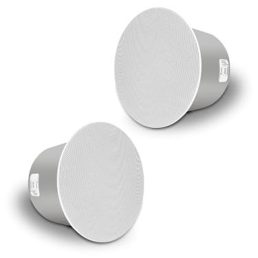 Imagem de Sound Town Par De Alto-Falantes Coaxiais De Teto De 8" Com Backcan De Metal E Trilhos De Ladrilho, 70 V/100 V/8 Ohm Comutáveis, Grade Magnética, Branco (Stcs8C-Pair)