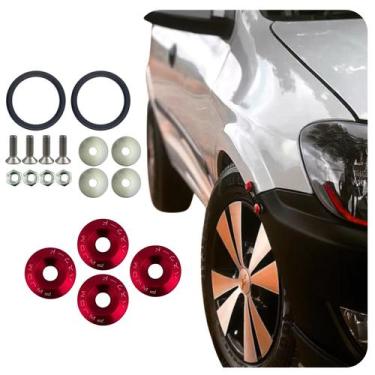 Imagem de Kit Trava Para-choque Anilha Quick Releas Vermelho Estilo BR - Veon
