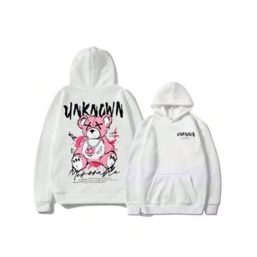 Imagem de Moletom Urso Rosa Blusa de Frio Unissex - ImperiumStore, Branco, G