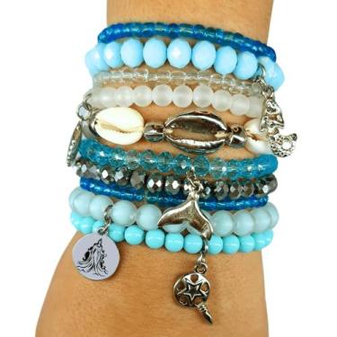 Imagem de Kit Mix 10 Pulseiras Orixá Iemanjá Umbanda - Balaio de Santo