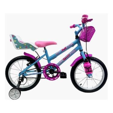 Imagem de Bicicleta Infantil Aro 16 Feminina + Cadeirinha + Rodinhas - Route Bik