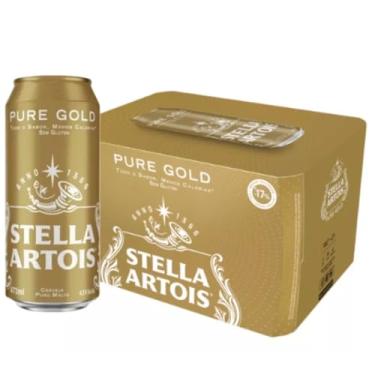 Imagem de Pack Cerveja Stella Artois Pure Gold Sem Glúten, Lata, 473ml, Caixa 12 unidades