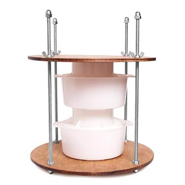 Imagem de Prensa de queijo de madeira - diâmetro 28,4 cm, 2 moldes de queijo (1,275 g), pressão de até 22,7 kg, cor nogueira