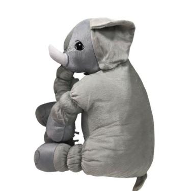 Imagem de Almofada Elefante Pelúcia Travesseiro Para Bebê Dormir Cinza 62cm  - B