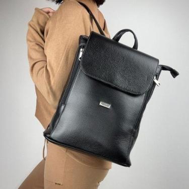 Imagem de Mochila recuo em couro legítimo b.1014, Preto