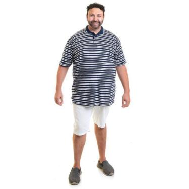 Imagem de Camisa Polo Masculina Plus Size 118535 - Konciny confecções, Azul mari