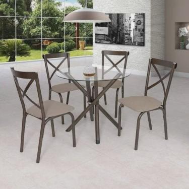 Imagem de Conjunto de Mesa Tampo em Vidro com 4 Cadeiras Karina
