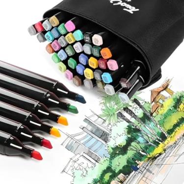 Imagem de Conjunto de Marcadores Oleosos de Duas Cabeças - 48 Cores, Ponta Dupla, Base de Álcool, Lavável, Sem Cheiro, Ideal para Arquitetura, Moda, Mangá, Mandalas, Arte – Kit Tipo Copic para Iniciantes