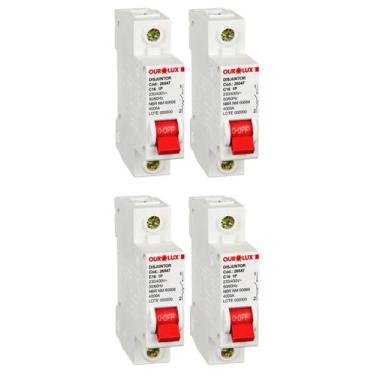 Imagem de 4 Disjuntor Unipolar Ourolux Curva C 16a