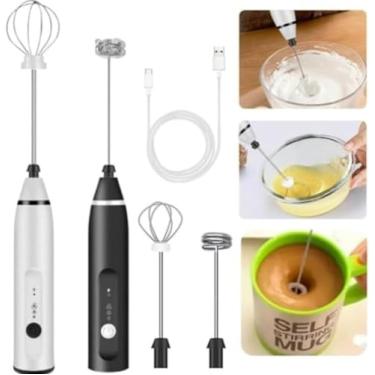 Imagem de Mixer Portátil USB para Bebidas, 3 Velocidades, Batedor de Ovos Multiuso