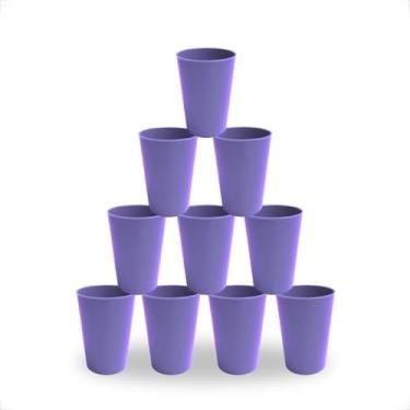 Imagem de Kit 10 Copos Plásticos 200ml Reutilizáveis Resistentes p/Festas, Merenda Escolar e Creches (Roxo)
