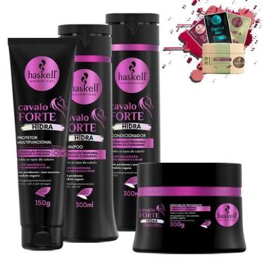 Imagem de Kit Haskell Cavalo Forte Hidra Sh, Cond, Masc 300 e Protetor