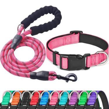Imagem de Conjunto de coleira e coleira para cães Ladoogo Reflective Neoprene Ro
