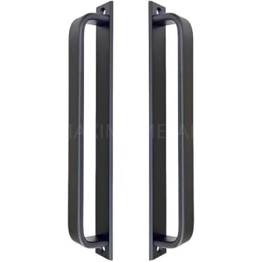 Imagem de Puxador Duplo Colonial Porta Correr Madeira Rústico 220mm Paris Maxima Metais (Preto Fosco)