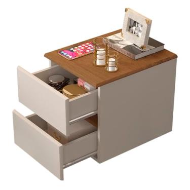 Imagem de Mesa De Cabeceira Suspensa Para Quarto Mini Tóquio 2 Gavetas (OFF WHITE/FREIJÓ)