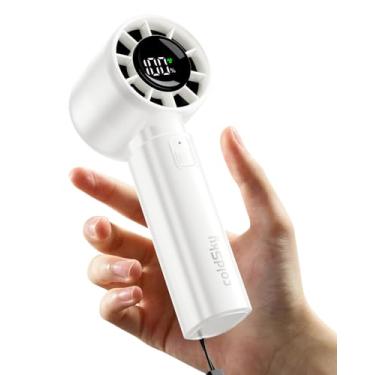 Imagem de coldSky Ventilador turbo pessoal portátil, ventilador portátil de 5 velocidades com visor digital, 4000 mAh, ventiladores operados por bateria, máximo de 12 horas, ventiladores de refrigeração para