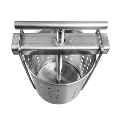 Imagem de WeiLaiKeQi Barril de prensa manual 304 Squeezer de enchimento de vegetais de aço inoxidável para queijo de de queijo Cíder de azeite e desidratação, 20 Cm X 13