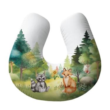 Imagem de Almofada de Amamentação Ergonômica para Bebê e Mamãe – Suporte para Amamentar com Conforto – Multiuso, Antialérgica - Bosque Floresta_01