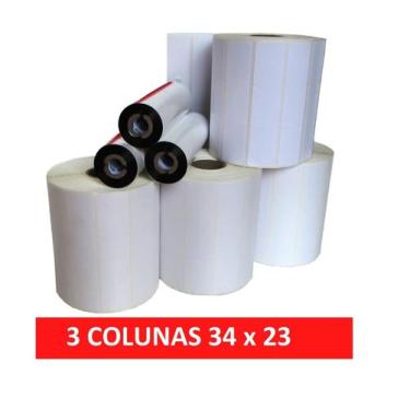 Imagem de 5 Rls de Etiquetas Couchê 34X 23mm 3 Colunas + 2 Ribbon - Padrão Etiqu