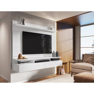 Imagem de Painel Home Suspenso Para Tv Até 55 Polegadas Noruega Espresso Móveis Branco