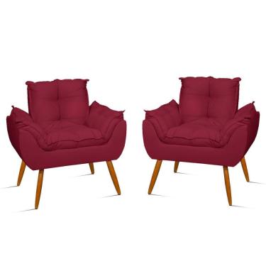 Imagem de Kit 2 Cadeiras Poltronas Reforçadas Confortáveis Sala Jl Cor:marsala