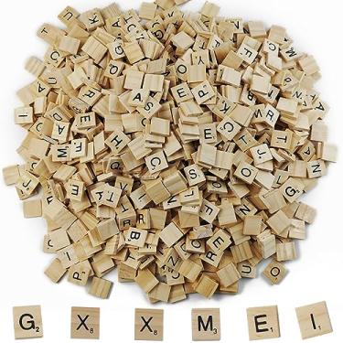 Imagem de GXXMEI 1000PCS Scrabble Tiles, Wooden Letter Tiles, A-Z Capital Letters for Crafts, Spelling,Scrabble Crossword Game