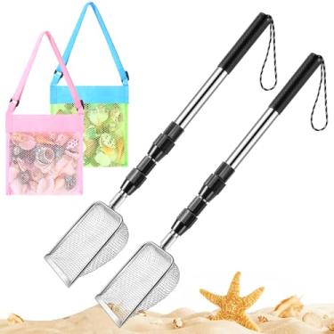 Imagem de POILKMNI New Upgraded 2 Pcs Shark Tooth Sifter with Seashell Bags, Beach Sand Sifter, Sand Scoop Shell Scooper for Beach Scoop Shovel Sifter Tool for Picking Up Shells, Shark Tooth Sifter Dipper