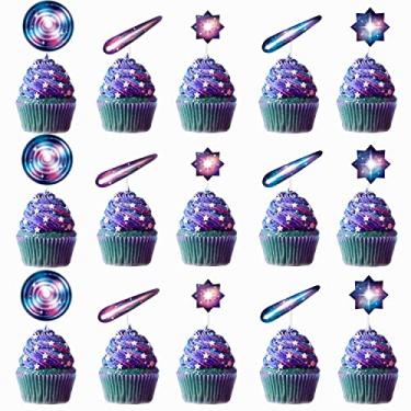 Imagem de Decor365 Twinkle Little Star Cupcake Topper Space Galaxy Celestial Shooting Stars Cup Cake Toppers for Wedding Anniversary Baby Shower Bday Birthday Cake Decoration Party Supplies