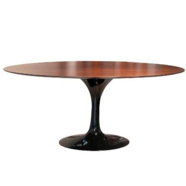 Imagem de Mesa De Jantar Tulipa Saarinen Oval 160x90 Cm Tampo Imbuia Base Preta