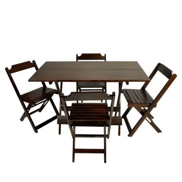 Imagem de Conjunto Dobrável 120 X 70 Com 4 Cadeiras Madeira Maciça Mista