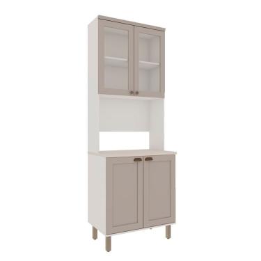 Imagem de Torre Quente Com Cristaleira 2 Portas De Vidro 100% Mdf Iluminata Branco fendi mineral