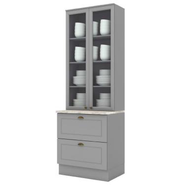 Imagem de Cristaleira 2 Portas 2 Gav 72 Cm C357 Americana Cinza Calcare Henn