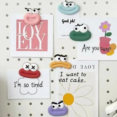 Imagem de Conjunto de ímãs de geladeira Funny Expression - 6 ímãs de geladeira adoráveis expressões para adicionar charme aos seus eletrodomésticos e palavras