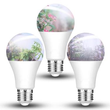 Imagem de Hylroe Lâmpada Led Para Cultivo Interno De Plantas, 9W A19, Inverno, Com 5000K, Vermelho, Azul, Equivalente A 100W, Espectro Completo E26, Início Sementes, Flores, Hidropônico, Suculentas, Pacote 3