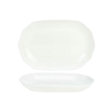 Imagem de Prato de peixe de cerâmica durável com cor irregular branco puro e irregular para uso doméstico, placa de peixe profunda de 35,56 cm em formato especial