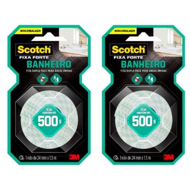 Imagem de Kit2 Fita Dupla Face 3m Fixa Forte Banheiro 1,5m Áreas Úmida - Scotch