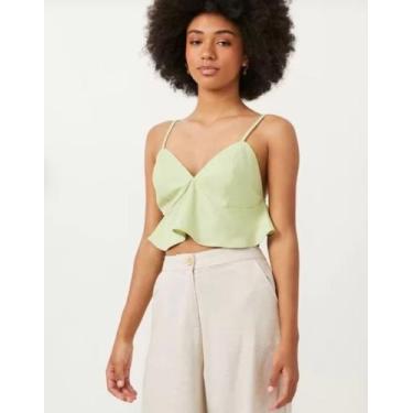 Imagem de Blusa cropped em trico canelado com manga longa e franzida laranja - d