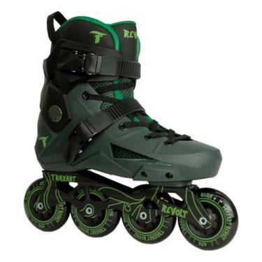 Imagem de Patins Inline Freestyle Traxart Revolt – Bota Rígida, Rodas 80mm PU, Rolamento ABEC-9, Suporta até 120kg, Ideal para Urban e Slalom (Verde, 39/40)