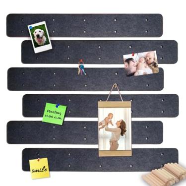 Imagem de Quadro de notas de feltro cinza, tiras de barra de pegboard, placa de cortiça autoadesiva para paredes, decoração de escritório em casa, pequenos quadros de avisos de feltro para joias, notas, fotos