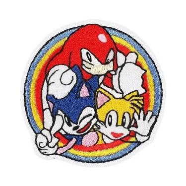 Imagem de Sonic the Hedgehog Bordado Patches 16 Estilos Anime Figura Decoração E