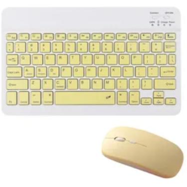 Imagem de Teclado e Mouse Bluetooth sem Fio, Laranja e Branco, Recarregável, Alcance 10m