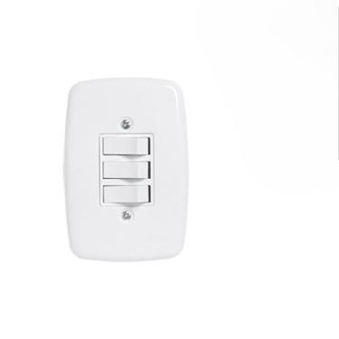 Imagem de Interruptor Simples Redondo Bolinha De Embutir Moveis (Interruptor 3 Teclas Paralelas)