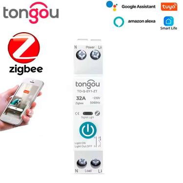 Imagem de Disjuntor Inteligente Zigbee 32A, Compatível Com Google Assistant e Alexa, Tongou, SY1-JZT, Sem Medição - Branco