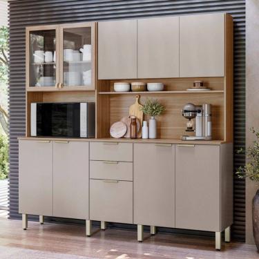 Imagem de Cozinha Compacta Pitanga 10 Portas 2 Gavetas Amêndola Touch/Nude Prime Tx - Pnr Móveis