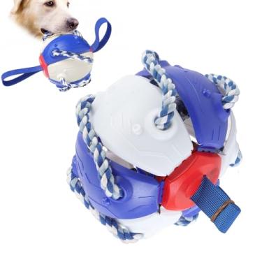 Imagem de Cffuvros Jogar ao Ar Livre Brinquedos Interativos com Bola de Futebol de Corda, Presente de Aniversário de Cachorro, Brinquedo Aquático de Cachorro, Brinquedos Interativos de Guerr (Azul)