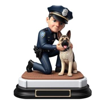 Imagem de Custom Clay K - 9 Handler Bobblehead abraçando cachorro da sua foto, presente respeitoso para tio colega parceiro lealdade Vibe decoração de mesa lembrança artesanal