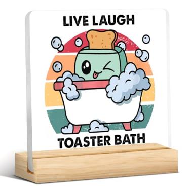 Imagem de Live Laugh Toaster Placa de acrílico decorativa transparente - Decoração de banheiro engraçada - Presente para fãs de humor negro - Meio banheiro, banheiro, casa de fazenda, banheiro, banheiro