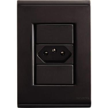 Imagem de Conjunto Tomada Simples 20A 250V Liz Grafite Tramontina