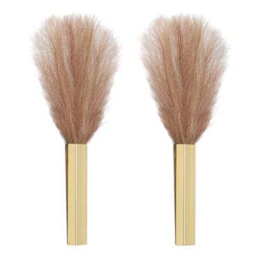 Imagem de Pretty Jolly Vaso de metal moderno para decoração de parede Boho Pampas, flores artificiais para sala de estar, quarto, café, conjunto de 2 dourados